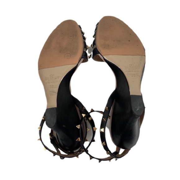 Valentino Rockstud Accents Leather Sandal Wedges - Picture 3 of 3